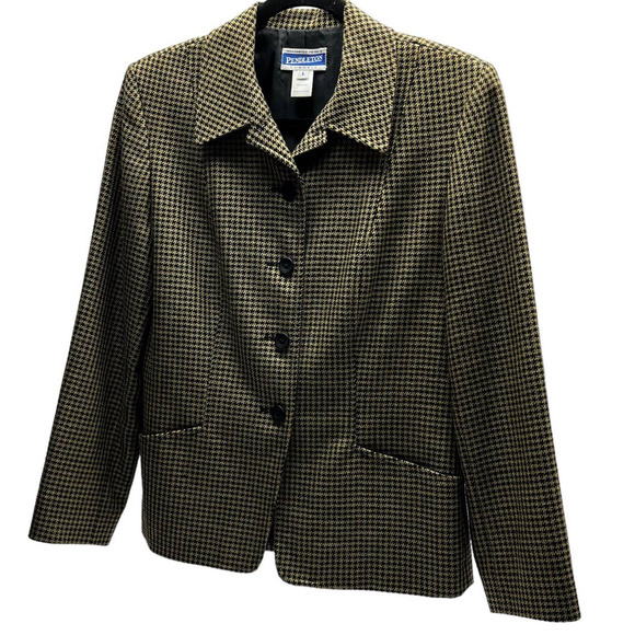 Pendleton Jackets & Blazers - Pendleton Classic Blazer Houndstooth Wool Women’s Size 6 Vintage 70's